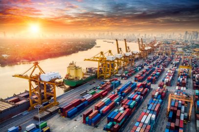 Aerial,Top,View,Container,Cargo,Ship,In,Import,-,Export
